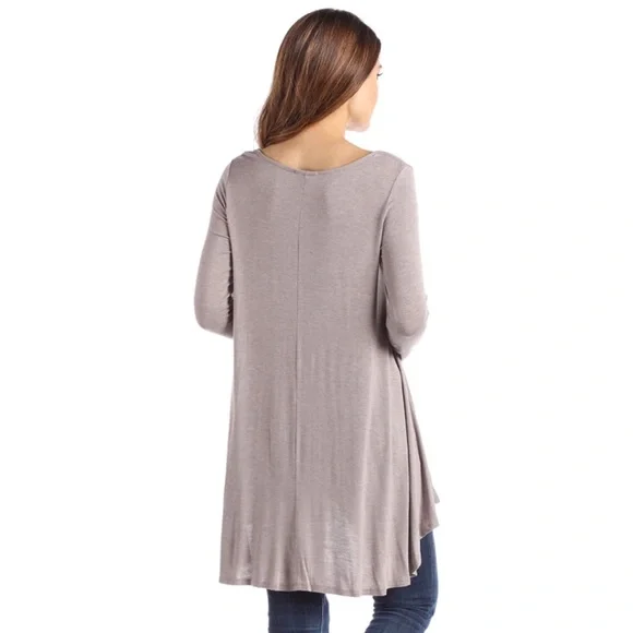 💥 SALE High Low Long Sleeve Drapey Tunic Dusty Lavender - Picture 3 of 4